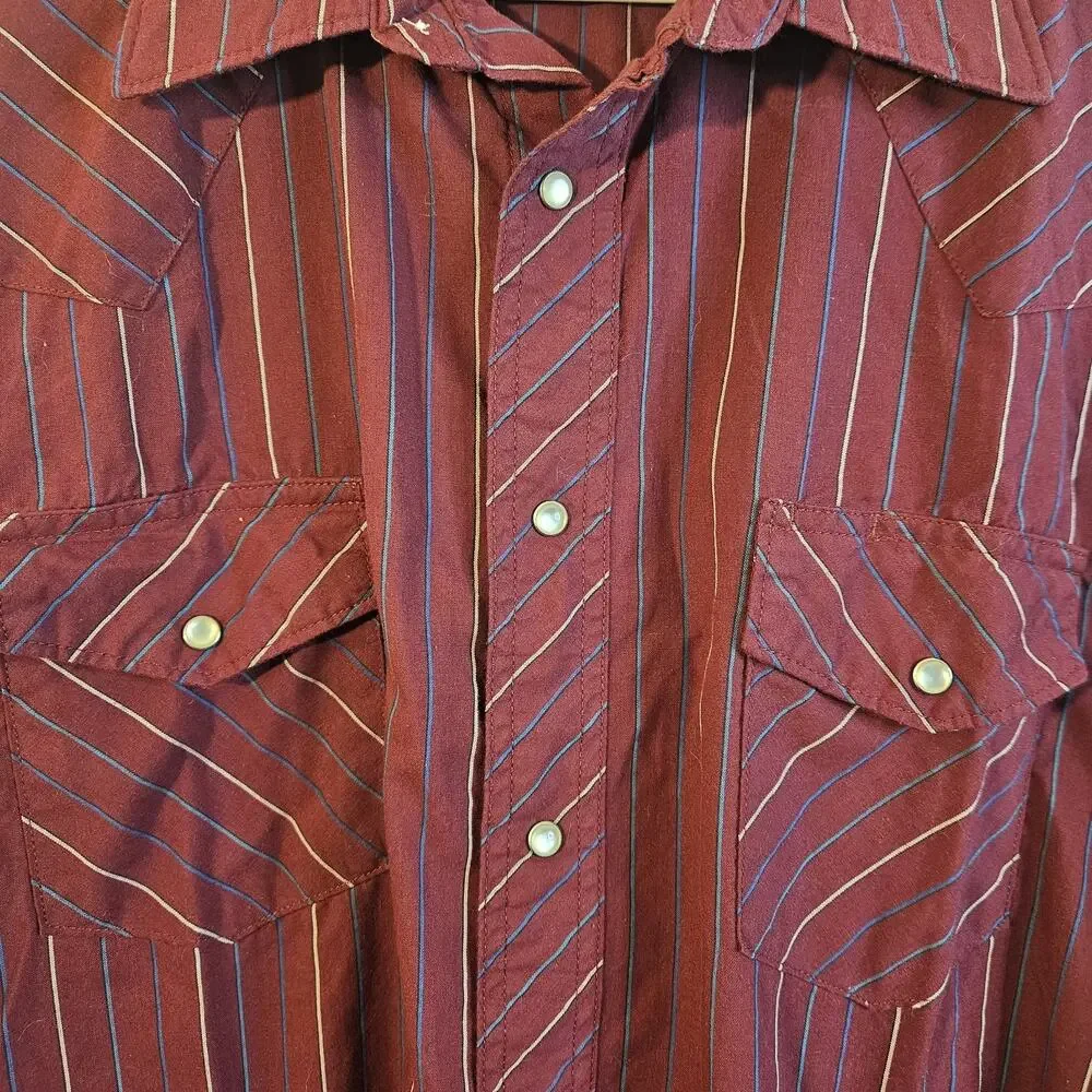 VTG Rustler X Long Tails Striped Western Cowboy Pearl Snap Shirt Rodeo XL - Picture 2 of 4